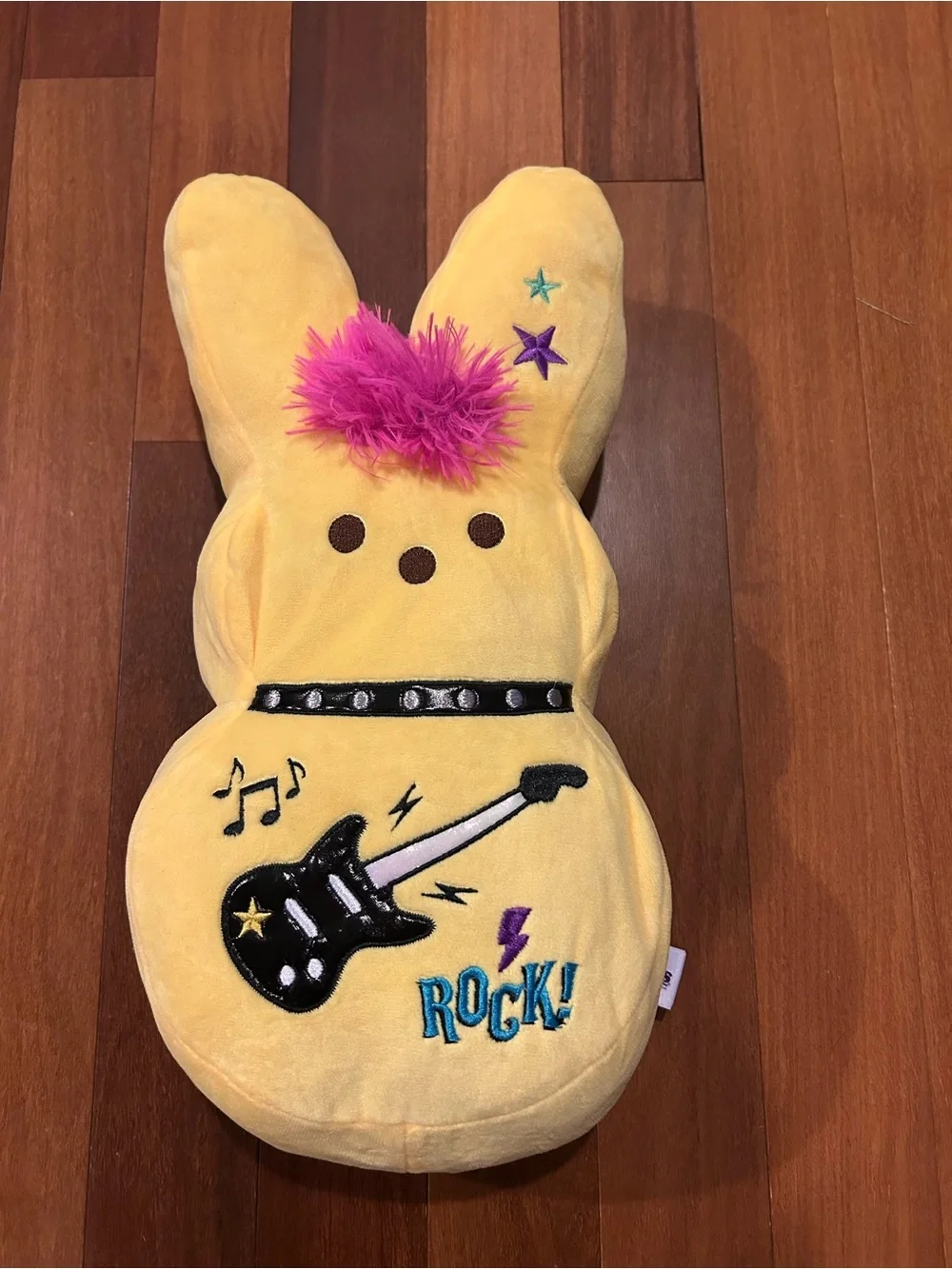 PEEPS 15 inch Yellow EMO Rock Star Bunny Plush Toy with Pink Mohawk